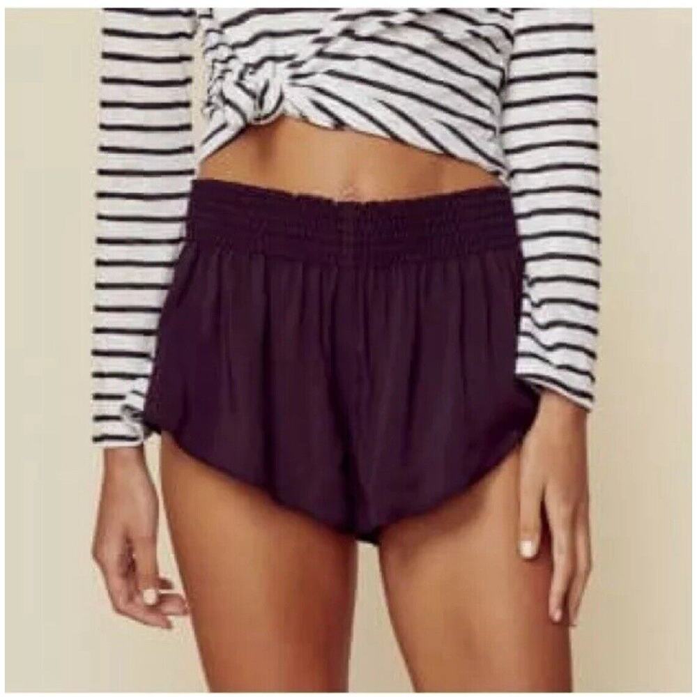 Blue Life Beach Bunny Shorts High Rise Smocked Waist Black Crochet Pockets Sz XS